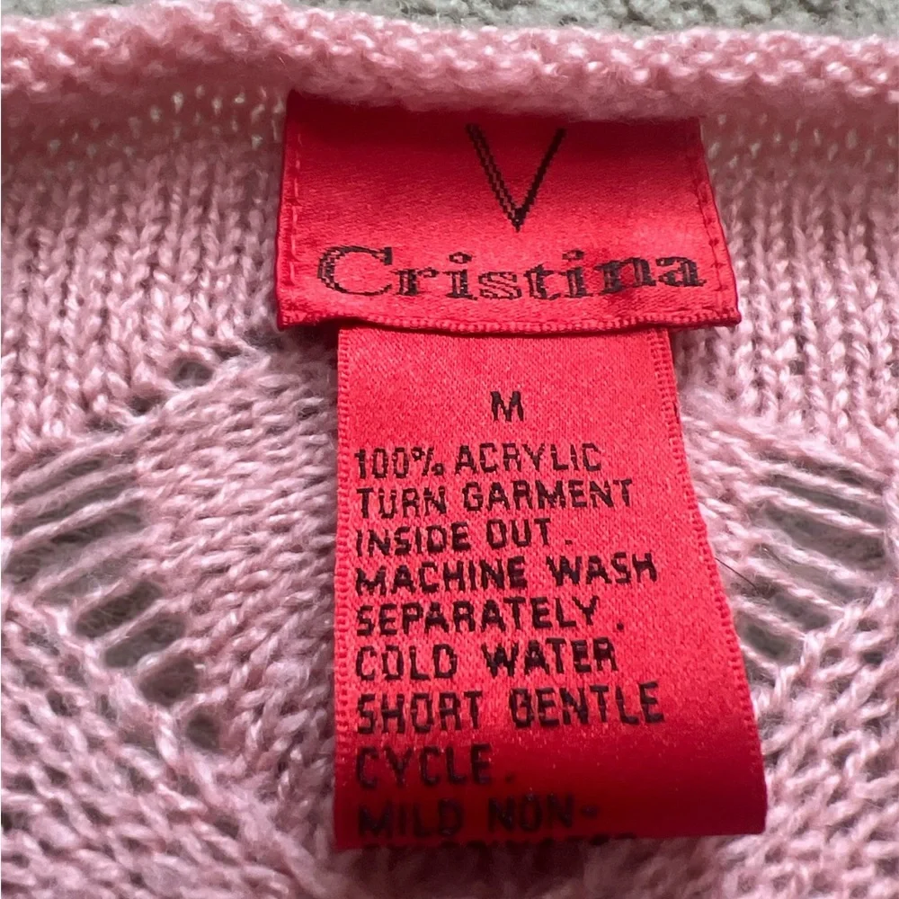Pink Scallop Pattern Sweater Top M - Picture 3 of 5